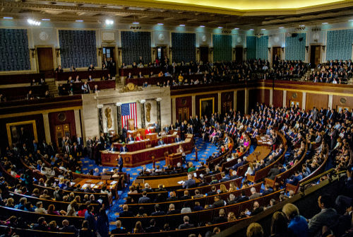 shutterstock1186368262-2jpg Congressional meeting in session with members seated in chambers.
