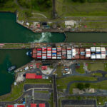REVEALED: Navy Hunts Chinese Tankers Near Cuba… Aerial view of a ship in a canal lock