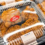 Packaged fried chicken in a grocery store with EBT eligibility label