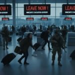 Miami Airport EVACUATION – Terror Threat CHAOS…. Crowd of people in an airport responding to evacuation alerts with military personnel present