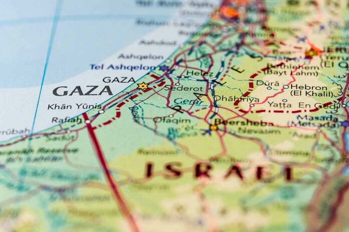 Map showing Gaza and surrounding areas.