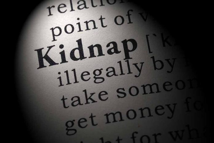 Dictionary entry for the word kidnap in close-up