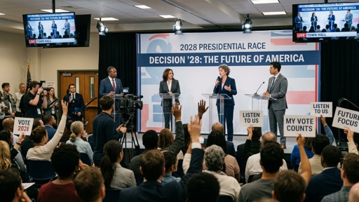 Candidates participating in a town hall meeting for the 2028 presidential race