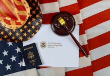 Trump Activates UNKNOWN Law – First Time Ever! U.S. passport, gavel, and USCIS document on American flag