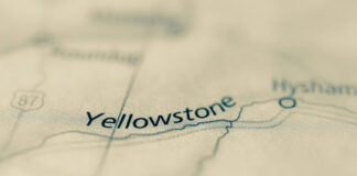 Map showing Yellowstone and surrounding locations.