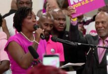 Maniac Socialist PULLS OFF Remarkable Win in Red State Angie Nixon speaks to supports after winning Democratic primary nomination to Florida US Senate seat