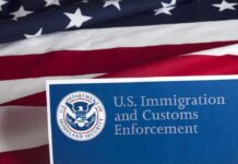 Judge Rules Trump Cannot Deport Noncitizens for Supporting Terrorists U.S. ICE document against American flag