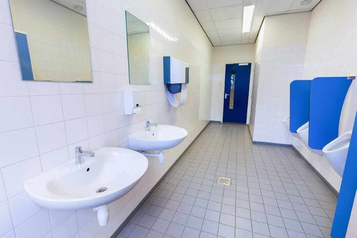 Public restroom with sinks and urinals