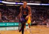 Brittney Griner driving to the basket during a basketball game
