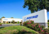 Boeing office building with signage and landscaping.