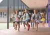 Quick Thinking Dad Thwarts Tragic School Attack Group of schoolchildren running down a hallway