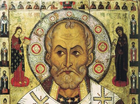 Icon of Saint Nicholas of Myra, featuring intricate details and religious symbols
