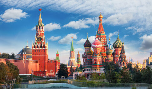 Kremlin and Saint Basils Cathedral in Moscow, Russia.